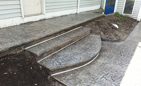 Stamped Colored Concrete Patio, Sidewalk & Steps